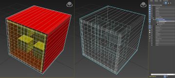Left: Face View of the Conforming Mesh . Right: Wireframe View